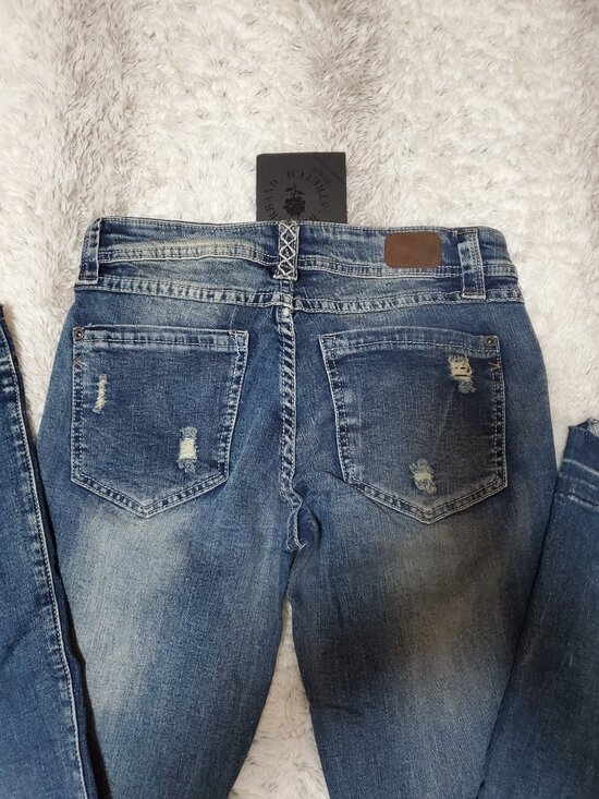 NWT Rubberband Stretch Karen Flare Jeans Size 26 Distressed Boutique - Picture 4 of 7